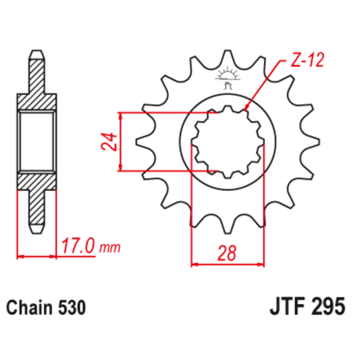 Pignon JT SPROCKETS acier anti-bruit - 525 JTF295.15RB