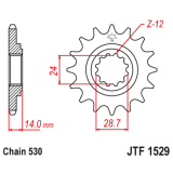 Pignon JT SPROCKETS acier anti-bruit - 525 JTF1529.17RB
