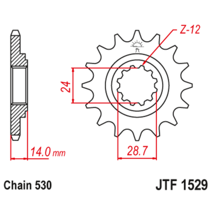 Pignon JT SPROCKETS acier anti-bruit - 525 JTF1529.17RB