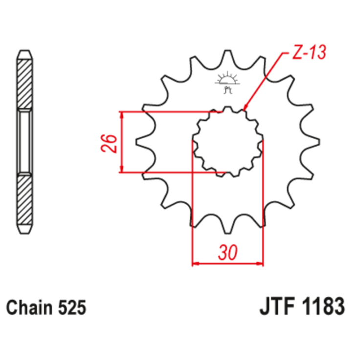 Pignon JT SPROCKETS acier anti-bruit - 525 JTF1183.18RB