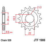 Pignon JT SPROCKETS acier anti-bruit - 520 JTF1908.15RB