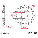 Pignon JT SPROCKETS acier anti-bruit - 520 JTF1345.13RB