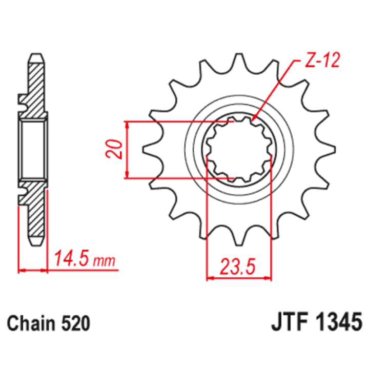 Pignon JT SPROCKETS acier anti-bruit - 520 JTF1345.13RB