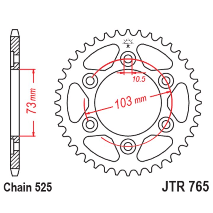Couronne JT SPROCKETS acier standard - 525 JTR765.43