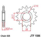 Pignon JT SPROCKETS acier anti-bruit - 525 JTF1586.16RB