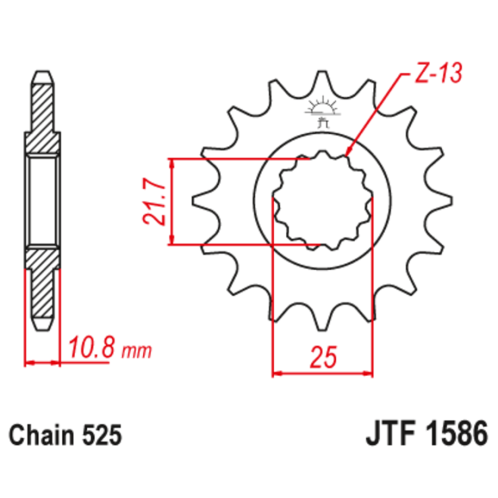 Pignon JT SPROCKETS acier anti-bruit - 525 JTF1586.16RB