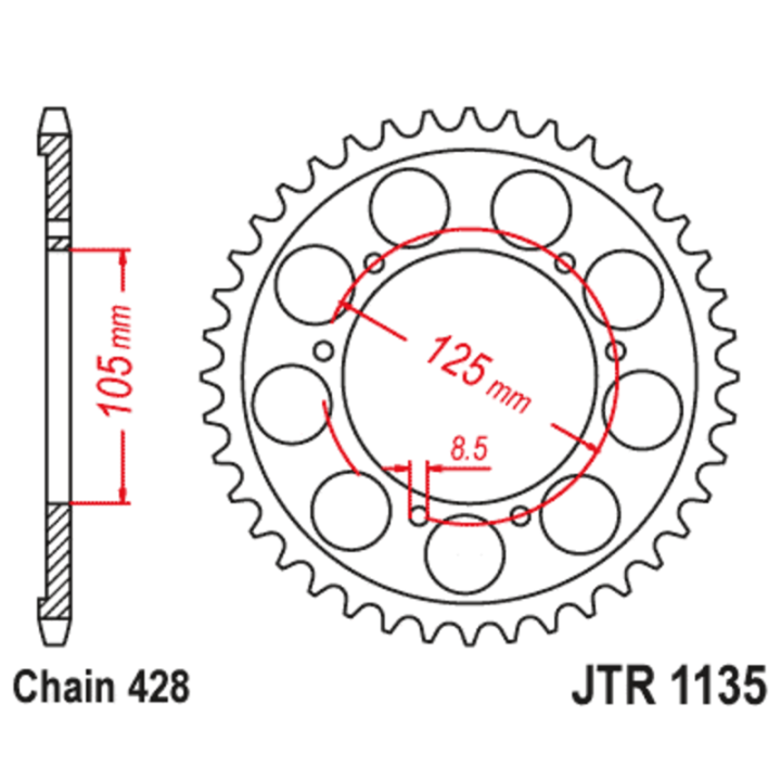 Couronne JT SPROCKETS Acier Standard - 428 JTR1135.69
