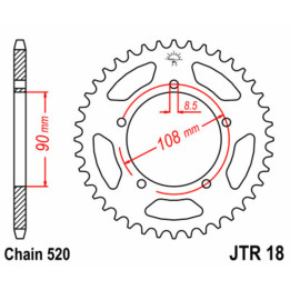 Couronne JT SPROCKETS Acier Standard - 520 JTR18.43 | Oxmoto