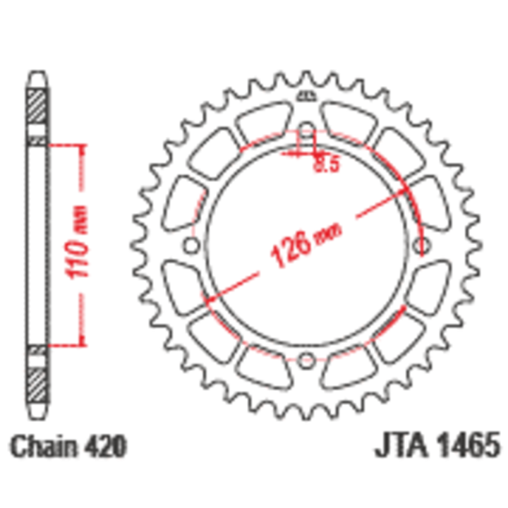 Couronne JT SPROCKETS alu standard - 420 JTA1465.47BLK