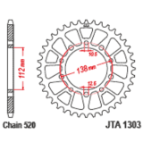 Couronne JT SPROCKETS alu standard - 520 JTA1303.46BLK