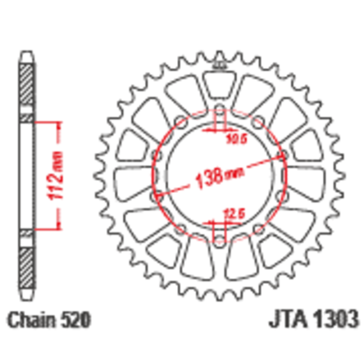 Couronne JT SPROCKETS alu standard - 520 JTA1303.46BLK