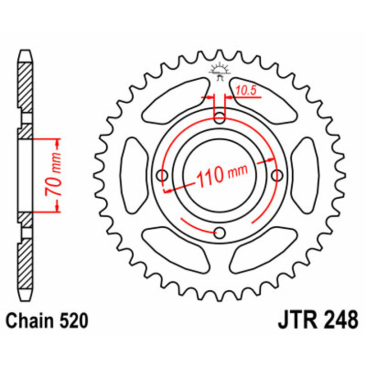 Couronne JT SPROCKETS Acier Standard - 520 JTR248.44