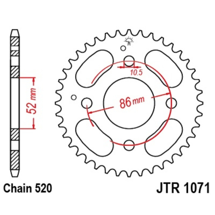 Couronne JT SPROCKETS Acier Standard - 520 JTR1071.30