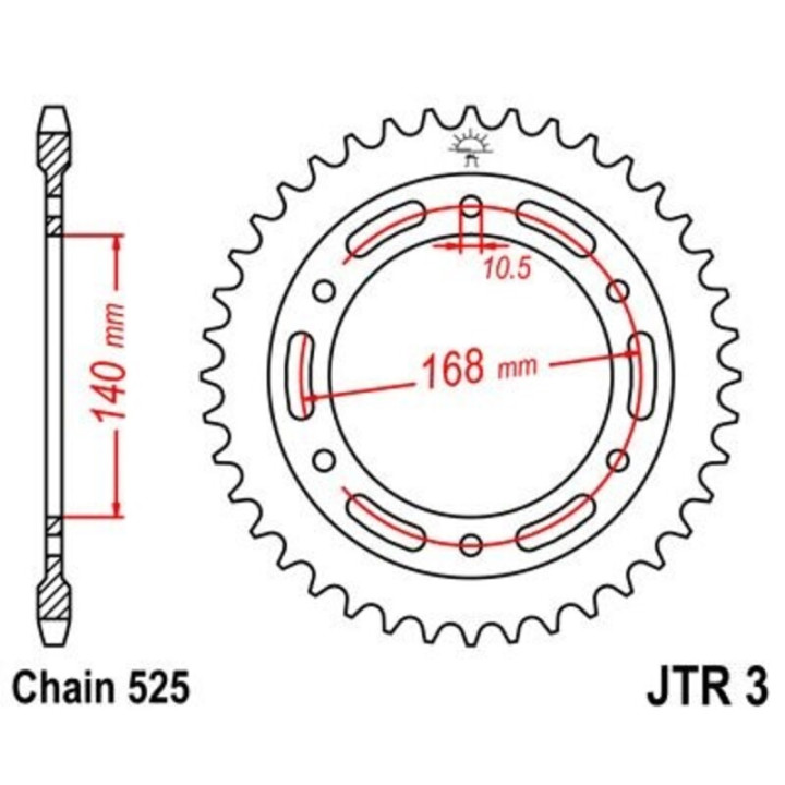 Couronne JT SPROCKETS acier standard - 525 JTR3.47ZBK