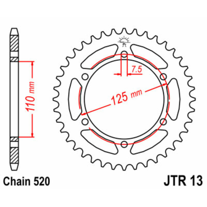 Couronne JT SPROCKETS Acier Standard - 520 JTR13.41 | Oxmoto