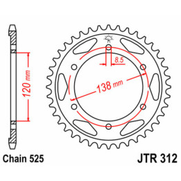 Couronne JT SPROCKETS Acier Standard - 525 JTR312.40