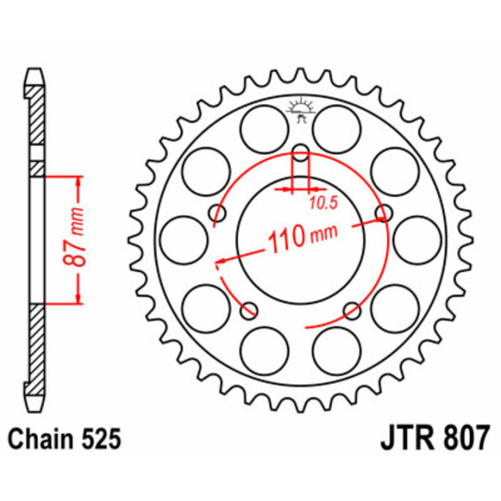 Couronne JT SPROCKETS Acier Standard - 525 JTR807.45