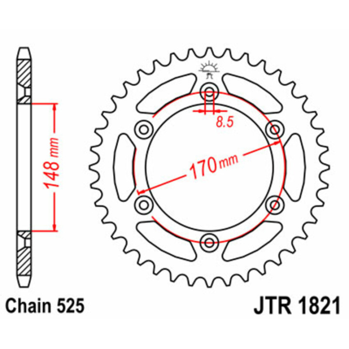 Couronne JT SPROCKETS Acier Standard - 525 JTR1821.47
