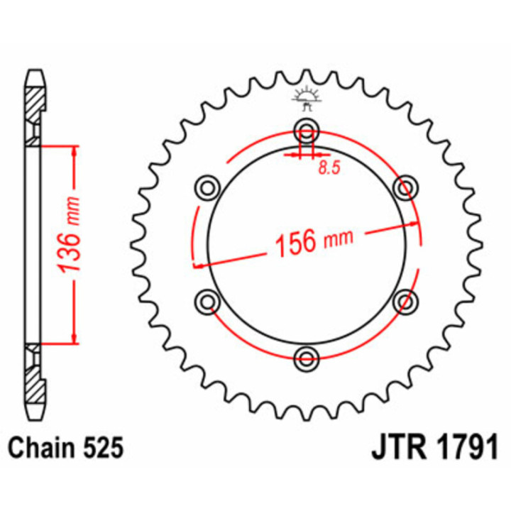 Couronne JT SPROCKETS Acier Standard - 525 JTR1791.43
