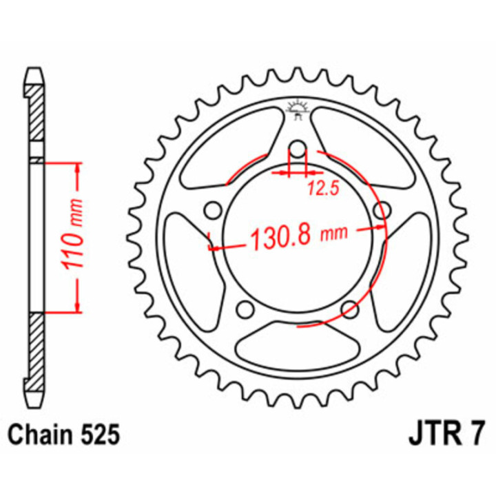 Couronne JT SPROCKETS Acier Standard - 525 JTR7.44 | Oxmoto