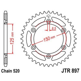 Couronne JT SPROCKETS acier standard - 520 JTR897.45ZBK