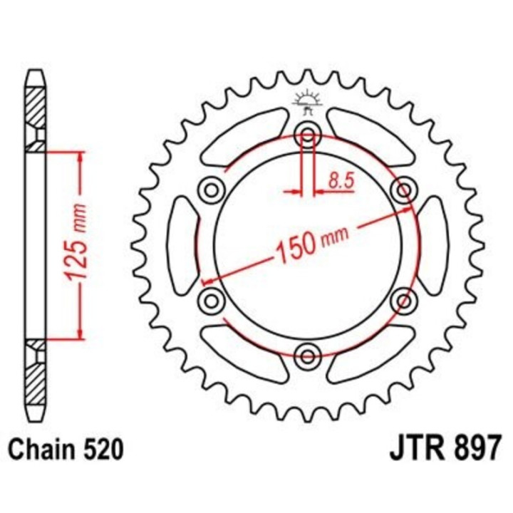 Couronne JT SPROCKETS acier standard - 520 JTR897.45ZBK