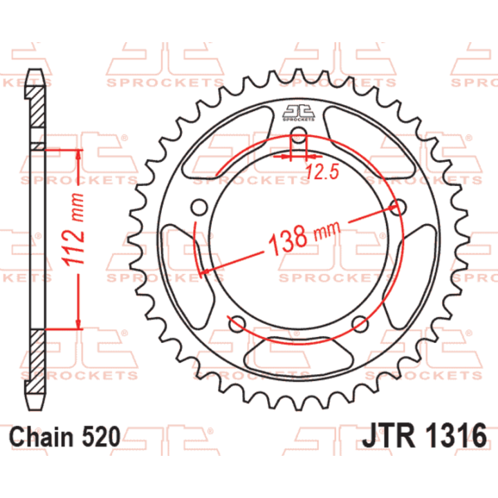 Couronne JT SPROCKETS acier standard - 520 JTR1316.45