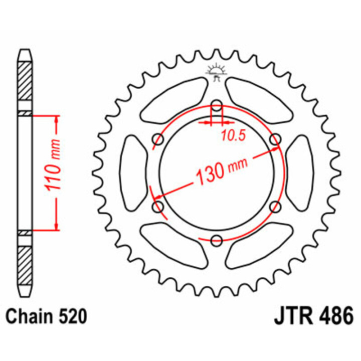 Couronne JT SPROCKETS Acier Standard - 520 JTR486.42