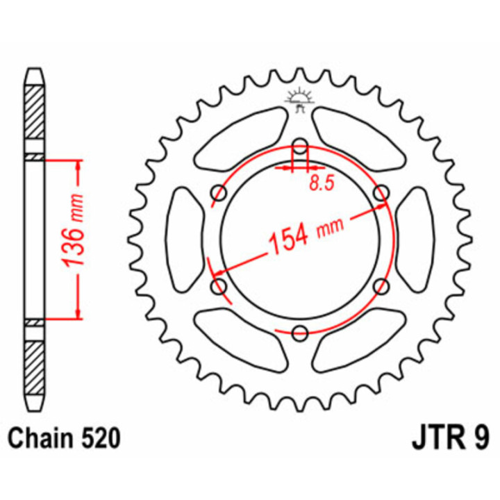 Couronne JT SPROCKETS Acier Standard - 520 JTR9.47 | Oxmoto