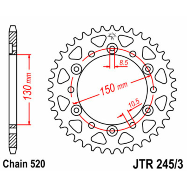 Couronne JT SPROCKETS Acier Standard - 520 JTR245/3.42