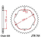 Couronne JT SPROCKETS alu standard - 525 - Nécessite un porte couronne JT SPROCKETS JTR761.38