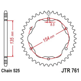 Couronne JT SPROCKETS alu standard - 525 - Nécessite un porte couronne JT SPROCKETS JTR761.39