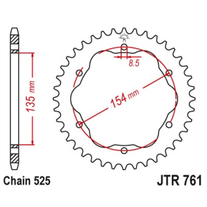 Couronne JT SPROCKETS alu standard - 525 - Nécessite un porte couronne JT SPROCKETS JTR761.39