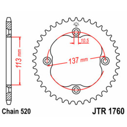 Couronne JT SPROCKETS Acier Standard - 520 JTR1760.37
