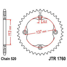 Couronne JT SPROCKETS Acier Standard - 520 JTR1760.40