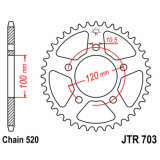 Couronne JT SPROCKETS Acier Standard - 520 JTR703.44
