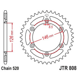 Couronne JT SPROCKETS acier anti-boue - 520 JTR808.50SC