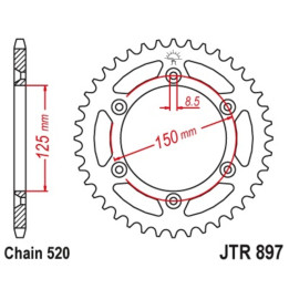 Couronne JT SPROCKETS acier anti-boue - 520 JTR897.49SC
