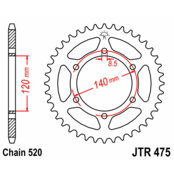 Couronne JT SPROCKETS Acier Standard - 520 JTR475.40