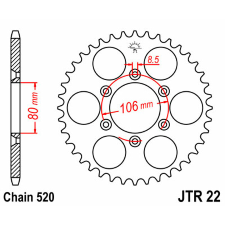 Couronne JT SPROCKETS Acier Standard - 520 JTR22.49 | Oxmoto