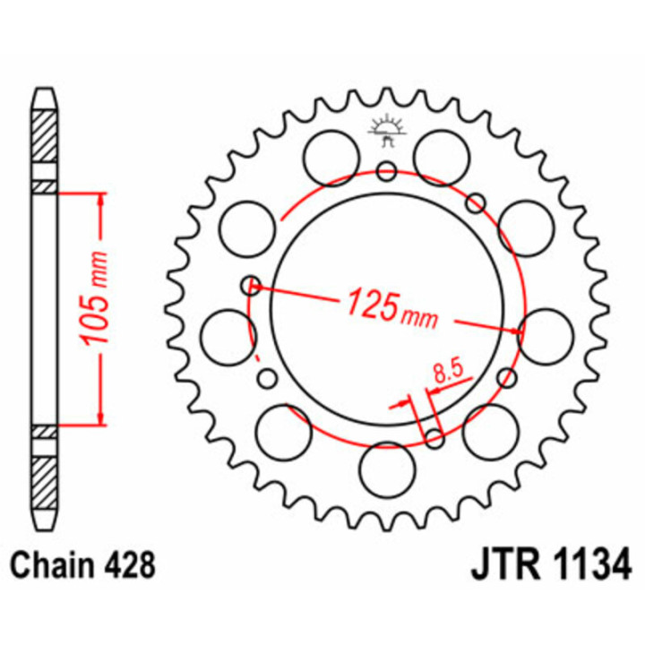 Couronne JT SPROCKETS Acier Standard - 428 JTR1134.52