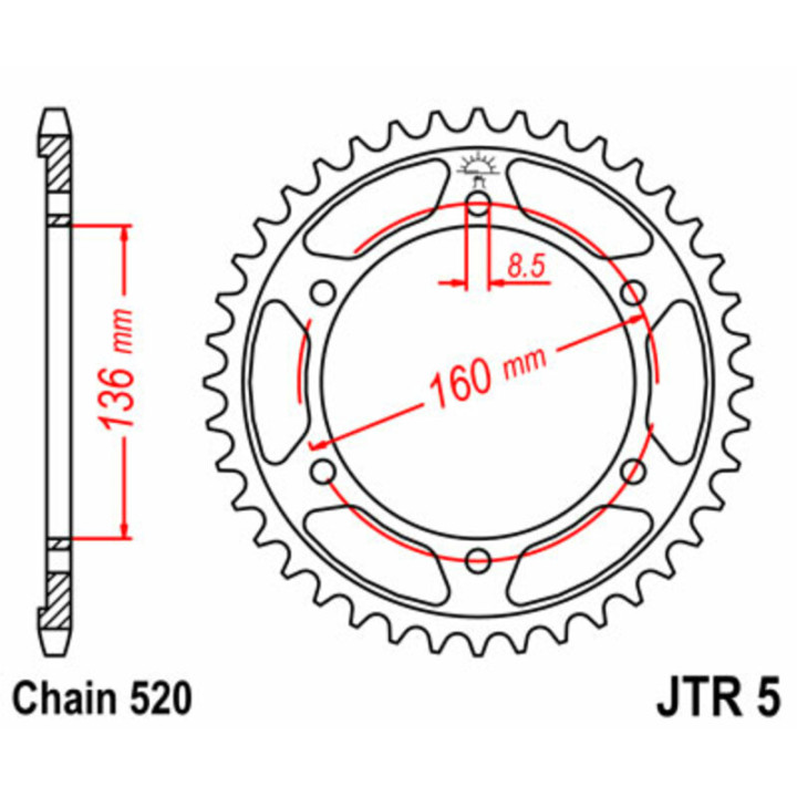 Couronne JT SPROCKETS Acier Standard - 520 JTR5.49 | Oxmoto