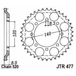 Couronne JT SPROCKETS Acier Standard - 520 JTR477.43