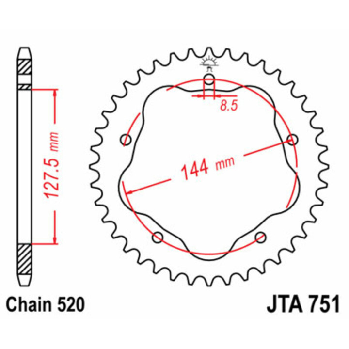 Couronne JT SPROCKETS acier standard - 520 - Nécessite un porte couronne JT SPROCKETS JTR751.43