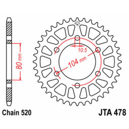 Couronne JT SPROCKETS alu standard - 520 JTA478.44 | Oxmoto