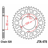 Couronne JT SPROCKETS alu standard - 520 JTA478.44 | Oxmoto