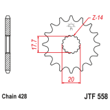 Pignon JT SPROCKETS acier anti-bruit - 428 | Oxmoto