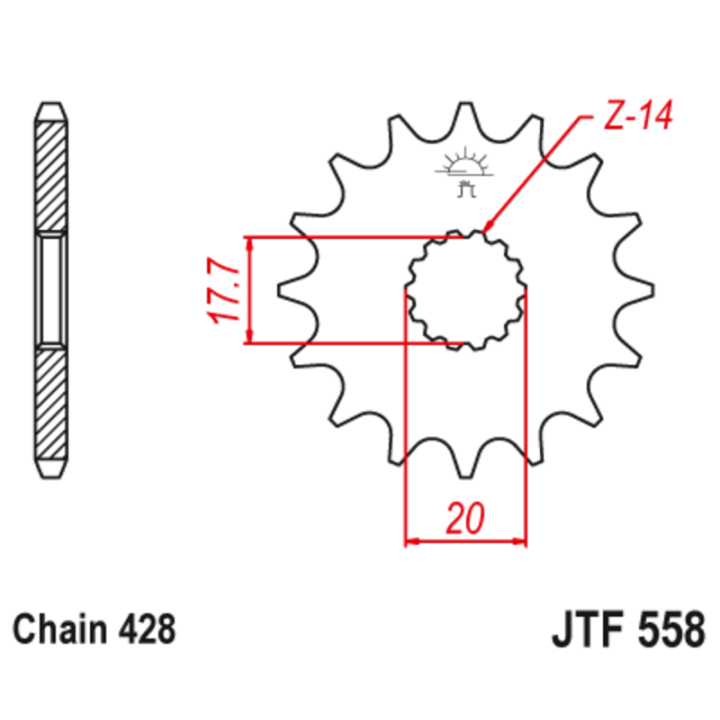 Pignon JT SPROCKETS acier anti-bruit - 428 | Oxmoto