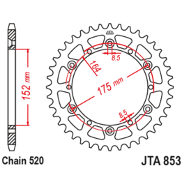 Couronne JT SPROCKETS alu standard - 520 JTA853.46BLK