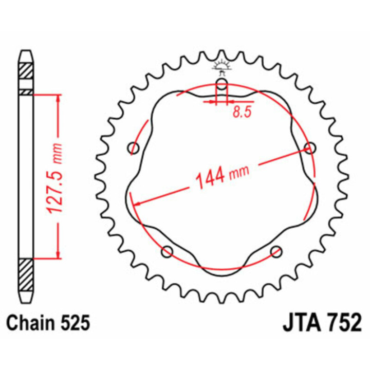 Couronne JT SPROCKETS alu standard - 525 - Nécessite un porte couronne JT SPROCKETS JTA752.38